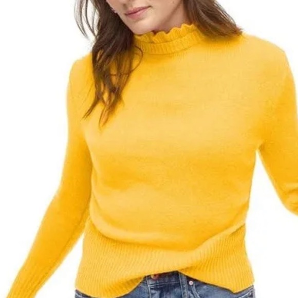 J. Crew Sweaters - J. CREW Ruffled Mock Neck Lambswool Sweater in Goldenrod Size XS (NWOT)